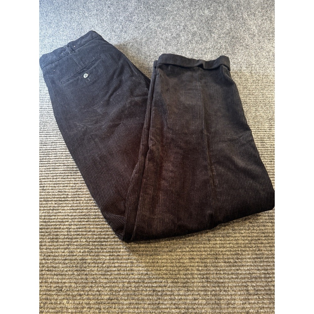 Y2K Geoffrey Beene Pleated Cuff Corduroy Pants Sz 38x32 100%‎ Cotton / Black